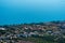 Top view of Mediterranean coastal resort village with gardens and hotels in Camyuva, Turkey
