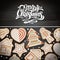 Top view of Merry Christmas concept design. Holiday cookies on wooden background.