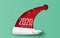 Top view Merry Christmas hat concept.Happy New Year horizontal banner.Red tone background with realistic gold snowflakes,star and