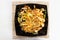 Top view of Mien Xao wok stir-fried glass noodles