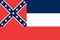 Top view of Mississippi 1894 1996 , USA flag, no flagpole. Plane design layout. Flag background