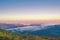 Top view of mist clouds on the mountain of Nern Chang Suek peak at E-Thong village, Pilok,Thong Pha Phum National Park