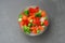 Top View of mixet Colorful Vegetables on Gray Background. Healthy and Veggy Food Concept.