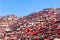 Top view monastery at Larung gar Buddhist Academy, Sichuan, China