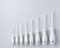 Top view of monochrome screwdrivers on white background