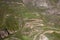 Top view of mountain serpentine road leading to village of Tatev