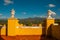 Top view of the mountains and the classic fence with vases. Trinidad, Cuba