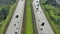 Top view of mulitlane american highway with rapid driving cars during rush hour in Sarasota county, Florida. View from