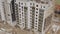 Top view of the multi-storey building currently under construction in the city of Kharkov, Ukraine. Aerial shot of a