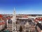 Top view of Munich, Marienplatz, New town hall and city buildings, Bavaria,