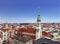 Top view of Munich, St. Peter`s Church, old town hall and city buildings, Bavaria