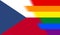 Top view of national lgbt flag of Czech Republic, no flagpole. Plane design, layout, Flag background. Freedom and love concept,