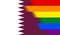 Top view of national lgbt flag of Qatar, no flagpole. Plane design, layout, Flag background. Freedom and love concept, Pride month