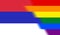 Top view of national lgbt flag of Republic of Srpska, no flagpole. Plane design, layout, Flag background. Freedom and love concept