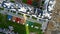 Top view of the new colorful residential area on a summer evening. Motion. Top view of the new residential area with