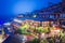 A top view and night view of Jiufen Old Street, a famous sightseeing area in New Taipei City, Taiwan