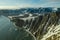 The top view on the northwest rocky coast of the Bering Sea, the Chukchi region