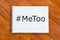 Top view of notebook written with hashtag MeToo.