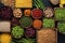 Top-view of nourishing high-fiber vegan foods, great for cooking inspiration