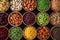 Top-view of nourishing high-fiber vegan foods, great for cooking inspiration