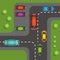 Top view of numerous cars in a traffic jam vector illustration