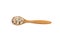 top view oatmeal in a wooden spoon