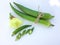 Top view okra fruit Abelmoschus esculentus okra slice on white background