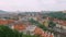 Top view on old buildings in city Prague in summer day