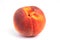 Top view of one jucy fresh fruit peach laying on white background