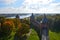 Top view from one of towers of the Kremlin in Veliky Novgorod at sunny autumn day, Russia