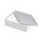 Top view of open empty white gray shoe packaging box with cover