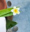 Top view of organic composition with towel and stones