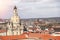 Top view over roof to Frauenkirche in Dresden city