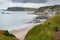 Top view over Scottish Gardenstown village with the beautiful beach