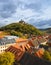 Top view over Wernigerode town with a medievel cas