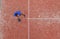 Top view of a padel player who is going to hit the ball during a padel match