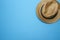 Top view panama hat on white background