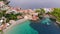 Top view panorama of Greek city of Asos, Kefalonia