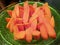 Top view of papaya sliced on plate in restaurant, Tropical fruit