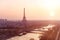 Top view of Paris at sunset. popular tourist places, holiday in France