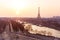 Top view of Paris at sunset. popular tourist places, holiday in France