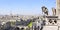 Top view of Paris view from Catholic cathedral Notre Dame de Paris and river Seine, France