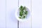 Top view parsley in bowl on white background