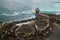 Top view of Paseo del Morro, San Felipe del Morro Fortress, Puerto Rico with part of the stone wall on the foreground