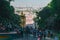 Top view of people climbing the stairs of Batu Caves