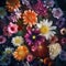 Top view photo garden flowers. Daisy, phlox, dahlias