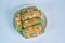 Top view photo of Vietnamese Goi Cuon, salad shrimp rolls