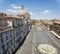 Top view of Piazza Navona in Rome with a crowd of unrecognizable tourists on a sunny day