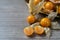 Top view pile of cape gooseberry fruit  on the table