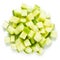 Top view of pile vegetable of cucumber diced for salad isolated on white background, concept raw food